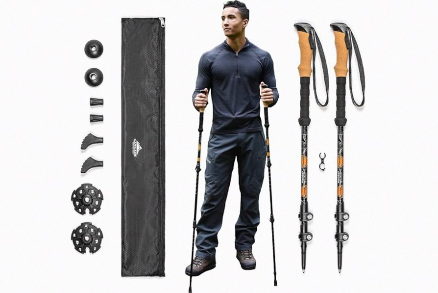 Cascade Mountain Tech Lightweight Aircraft-Grade Aluminum Trekking Poles with Extended Down Grip Plus Tip Kit product image