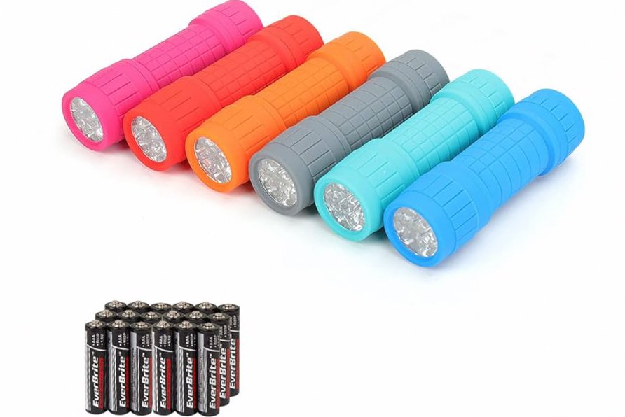 EverBrite 9-LED Flashlight 6-Pack Impact Handheld Torch Assorted Colors with Lanyard 3AAA Battery Included (Hurricane Supplies, Camping, Hiking, Emergency, Hunting) product image