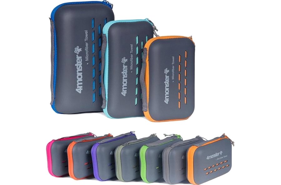 4Monster Quick Dry Travel Towel with Case & Carabiner – Super Absorbent Microfiber Gym & Camping Towel. Compact, Lightweight, Fast Drying for Beach, Swimming, Hiking, Backpacking product image