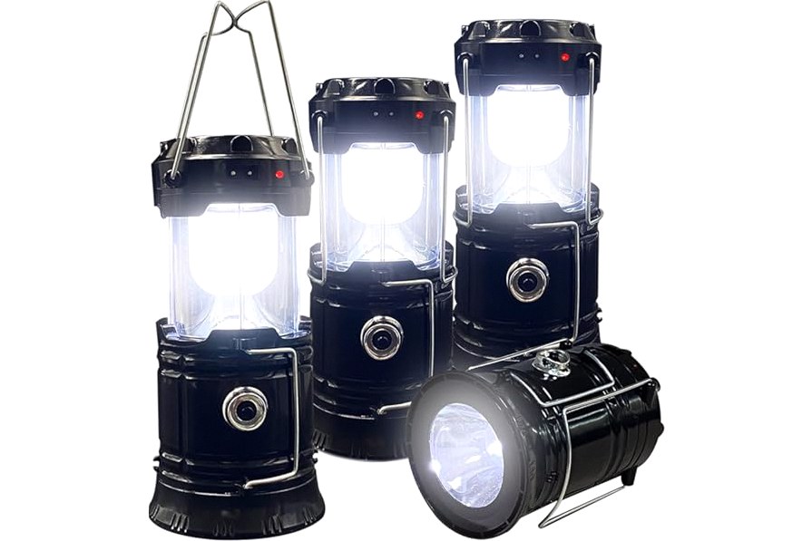 Collapsible Portable LED Camping Lantern XTAUTO Lightweight Waterproof Solar USB Rechargeable LED Flashlight Survival Kits for Indoor Outdoor Home Emergency Light Power Outages Hiking Hurricane 4-Pack product image