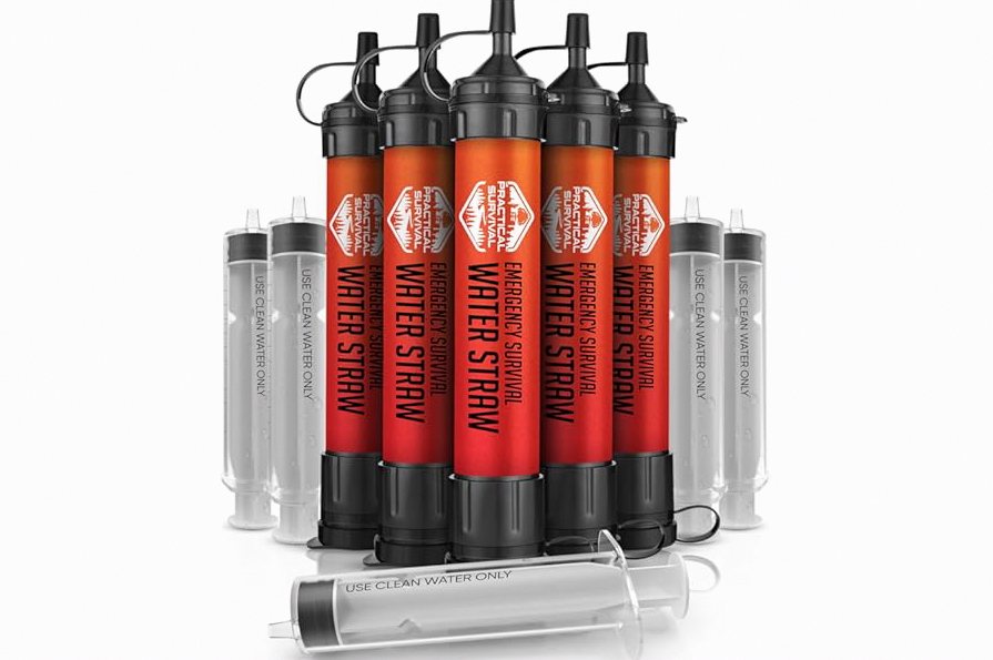 5 High-Capacity Emergency Water Straws – Lightweight, Reusable, 1800-gallon Filters for Camping, Hiking, Travel, Biking, Survival, and Emergencies. No Expiration Date, Perfect for preparedness product image