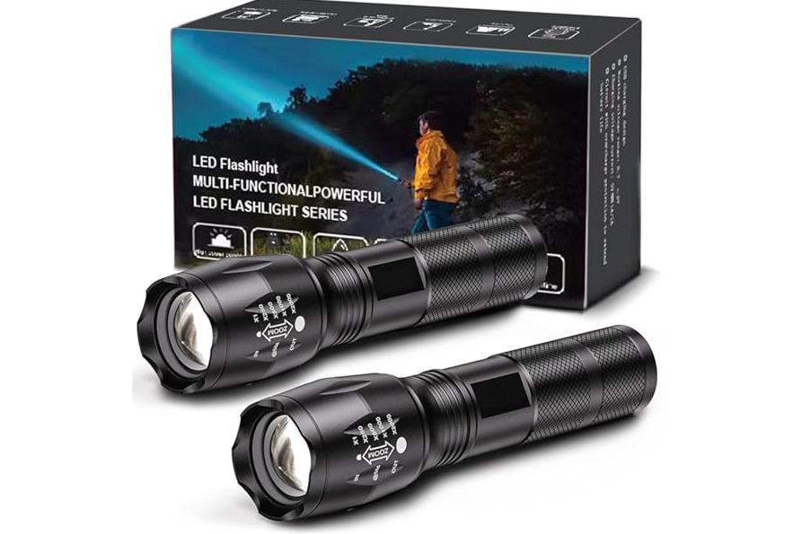 2 Pack Flashlights, Military Grade 5 Modes 3000 High Lumens Led Waterproof Handheld Flashlight for Camping Biking Hiking Outdoor and Home Use(Batteries Not Included) product image