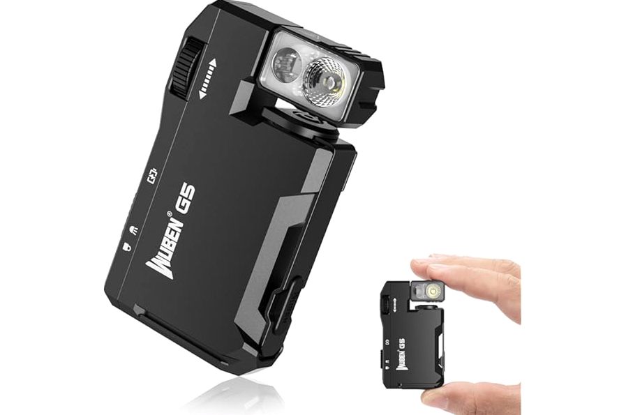 WUBEN G5 Rechargeable EDC Flashlight, 400 Lumens Dual Light Sources Mini Flashlight with RGB Light, Portable Flat Pocket Flashlights, Magnetic Keychain Flashlight for Outdoor Home Emergencies (Black) product image