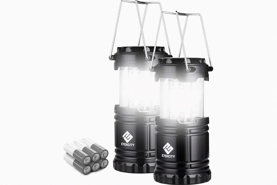 Etekcity Lantern Camping Essentials Lights, Led Flashlight for Power Outages, Battery Operated Lamp for Emergencies, Survival Gear, Hurricane Preparedness Items, Water Resistant, 2 Pack, Black product image