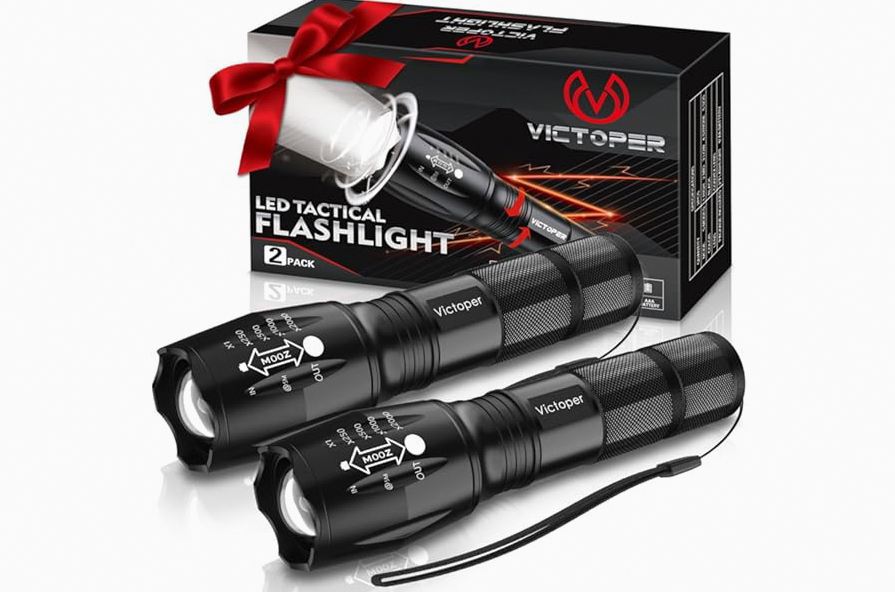Victoper LED Flashlight 2 Pack, Bright Tactical Torch High Lumens with 5 Modes, Waterproof Zoomable Flash Light, Valentine's Day Gifts for Men, Hunting Camping Essentials Gear product image