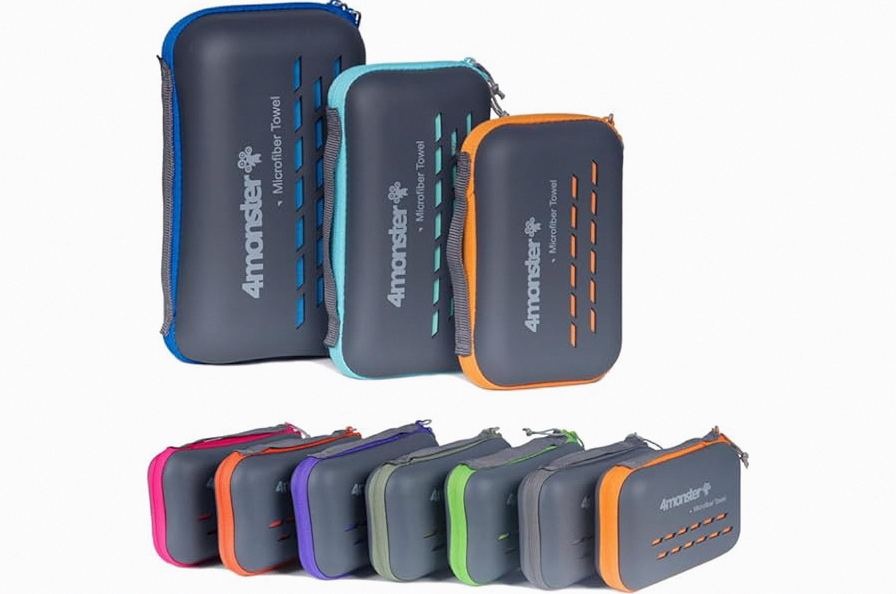 4Monster Quick Dry Travel Towel with Case & Carabiner – Super Absorbent Microfiber Gym & Camping Towel. Compact, Lightweight, Fast Drying for Beach, Swimming, Hiking, Backpacking product image